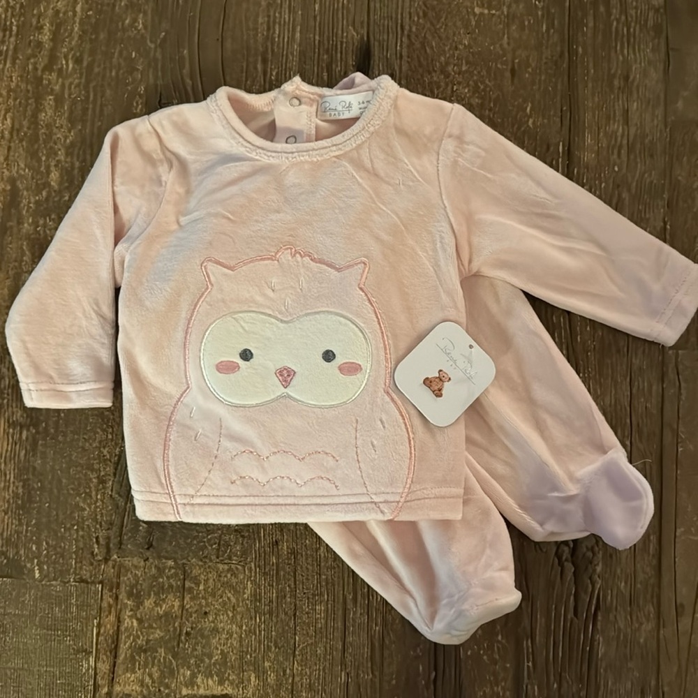 Rene Rofe Baby Owl Velour Outfit NWT